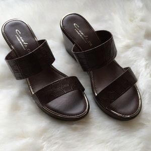 COMTESA LEATHER WOMEN BROWN SANDALS SIZE 9